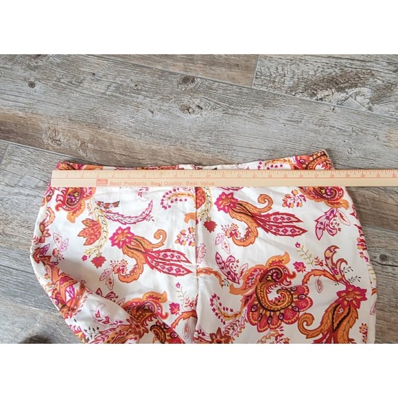 Liz Claiborne‎ Pants Women's 16P  Petite Silk Linen Blend Capri Cropped Paisley - Picture 7 of 10